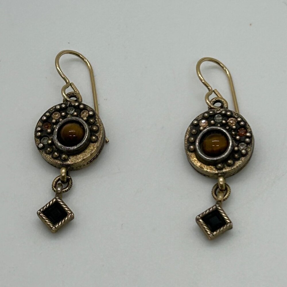 Patricia Locke Dangle Earrings With Antique Brass-Tone Finish Pierced - Picture 2 of 16